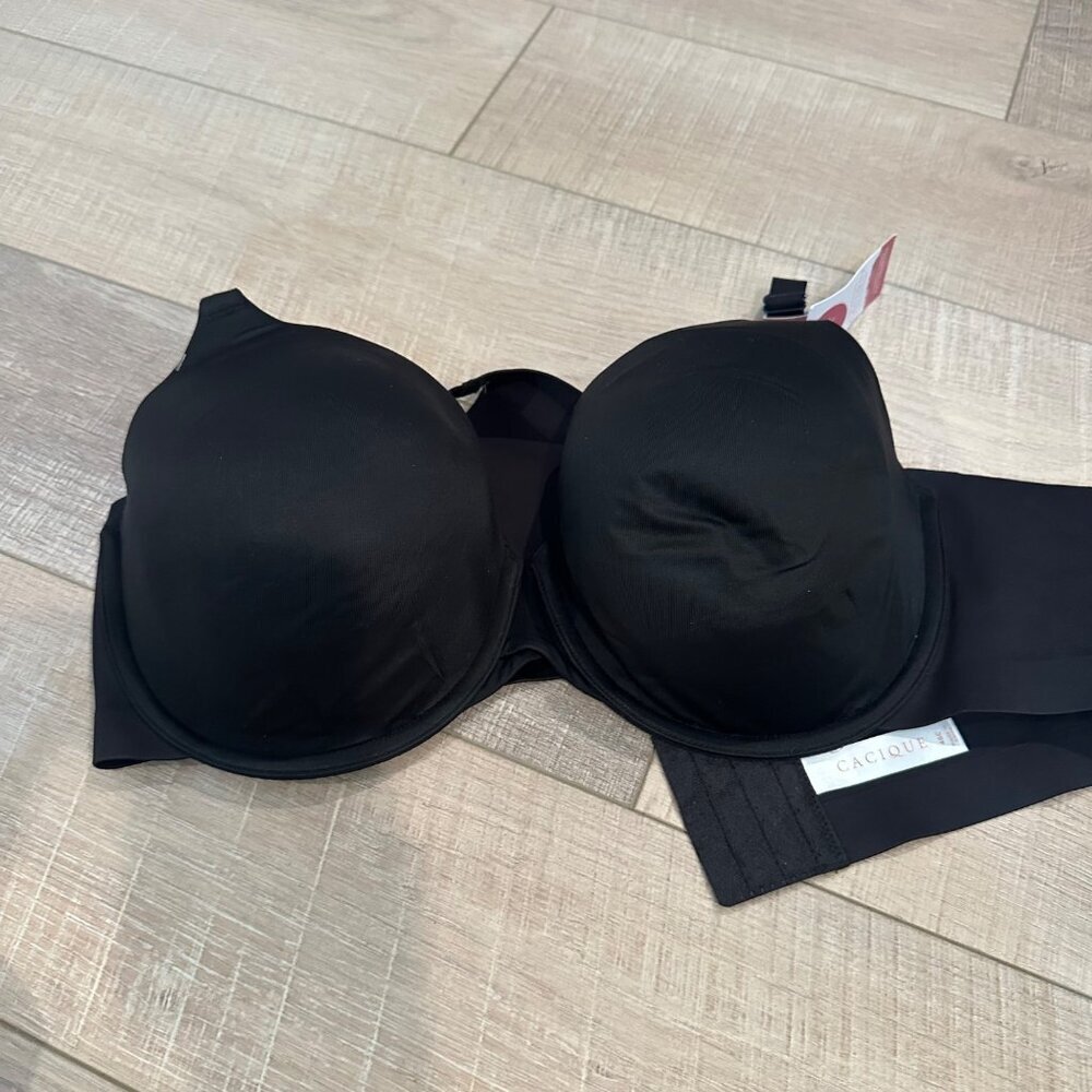 CACIQUE WOMENS BLACK BRA NEW LIGHTLY LINED FULL COVERAGE 46C